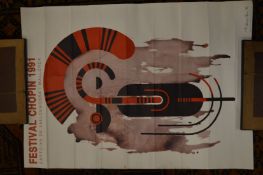 Unframed poster for the Chopin Festival in Mallorca, 1991 together with a reproduction travel