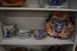 An Imari dish, Imari bowl and other items.