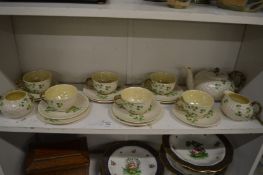 A Belleek six place tea service (lacking one tea plate).