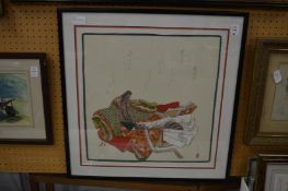 Japanese School, seated female figure, colour print.