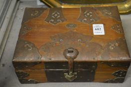 An Eastern metal bound hardwood box.