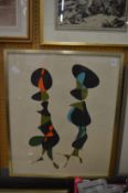 Abstract figure subjects, colour print.