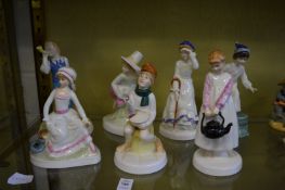 A collection of seven Royal Doulton nursery rhyme series figures.