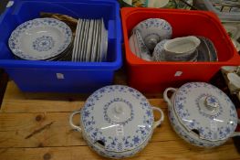 Blue and white part dinner service.