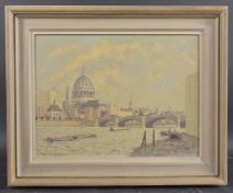 HUGH BOYCOTT BROWN (1909-1990) 'St Pauls and Blackfriars Bridge' view of the River Thames, London,