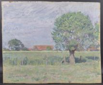 GEORGE WEISSBORT (1928 - 2013) AFTER PISSARO, TREES Oil on board, unframed 60cm x 72cm