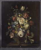 JOSEF REINHARDT Still Life of mixed flowers, oil on board, signed, unframed, 23.5