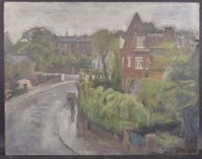 GEORGE WEISSBORT (1928 - 2013) THE CANAL LOCK Oil on canvas, unframed 72cm x 92cm