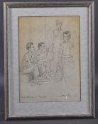 JULIET PANNETT (1911-2005) 'Pearl Pedlars in Manila' pencil drawing, annotated and signed, 12.5