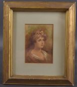HARRY GEORGE THEAKER (1873 -1954) Portrait of a woman, watercolour, signed, 6.5