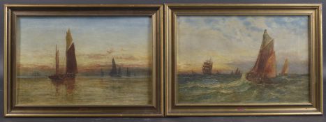 GEORGE GREGORY (1849-1938) A pair of maritime views with shipping at sea, oils on canvas, signed and