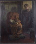 GEORGE WEISSBORT (1928 - 2013) A YOUNG BOY looking at a still life arrangement, a copper bowl and