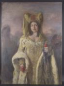 GEORGE WEISSBORT (1928 - 2013) A PORTRAIT OF A YOUNG LADY in a French costume Oil on panel, unframed