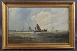 S.L.KILPACK (19TH CENTURY) Pair of Maritime views of shipping off a lighthouse and pier, oils on