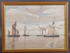 P DOMINIC Spritsail barges, oil on canvas board, signed, 12