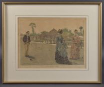 ARTHUR HOPKINS (1848-1930) 'The Last Croquet Game of the Season' coloured print with annotation 9.5