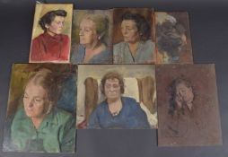GEORGE WEISSBORT (1928 - 2013) SIX VARIOUS PORTRAIT HEADS AND SHOULDERS OF LADIES. 12 x 10cm, 30 x