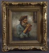 ITALIAN SCHOOL. Portrait, head and shoulders of an old man smoking a pipe. 15