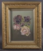 EARLY 20TH CENTURY. Study of pink and purple rose flowers, oil on canvas, initialed AW, 12.5