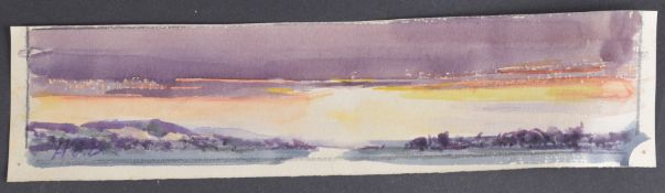 ATTRIBUTED TO HERCULES BRABAZON BRABAZON A landscape at sunset, watercolour, signed with initials,