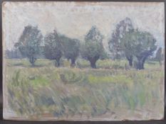 GEORGE WEISSBORT (1928 - 2013) AFTER PISSARO, TREES Oil on board, unframed 54cm x 72cm