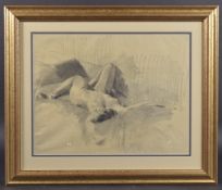 EARLY 20TH CENTURY SCHOOL Study of a nude, pencil, signed indistinctly and dated 1925, 13
