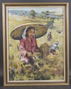 I FANTZI (b.1931 INDONESIA) Women working in a paddy field, oil on canvas, signed, gallery labels