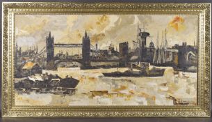MODERN BRITISH SCHOOL (MID 20TH CENTURY) View of London and the River Thames with Tower Bridge,