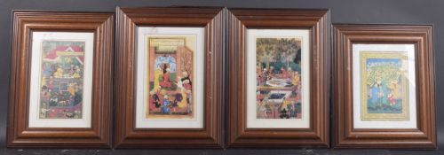 PERSIAN SCHOOL Four coloured prints, figures in various pursuits, 11