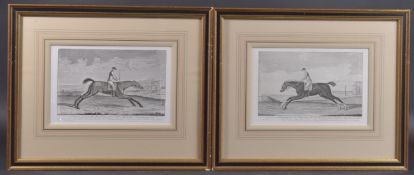 AFTER H ROBERTS (18TH CENTURY) A pair of black and white engravings of racehorses, with