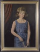 GEORGE WEISSBORT (1928 - 2013) A PORTRAIT 3/4 LENGTH OF A YOUNG GIRL holding a string of pearls.