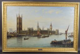 ATTRIBUTED TO FRANCIS MOLTINO View of the Houses of Parliament from the River Thames, oil on canvas,