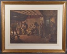 HENRY REYNOLDS STEER (1858-1928) The Village Inn with people warming at the fireplace watercolour,