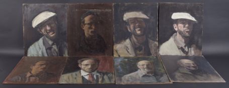GEORGE WEISSBORT (1928 - 2013) EIGHT VARIOUS SELF PORTRAITS. Oil on panel, unframed 46cm x 38cm