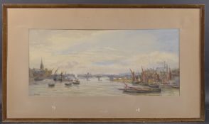 HUBERT JAMES MEDLYCOTT (1841-1920) 'Battersea' View of the River Thames, London watercolour, signed,