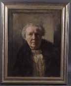 GEORGE WEISSBORT (1928 - 2013) AN OLD LADY WITH LACE Signed and dated, 1954, oil on panel 65cm x
