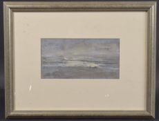 GEORGE WEISSBORT (1928 - 2013) MOONLIGHT ON THE SEA Signed, oil on panel, framed. 12cm x 24cm