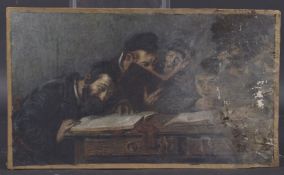 ATTRIBUTED TO LEOPOLD PILICHOWSKI Scholars reading holy text, coloured crayon on paper, mounted on