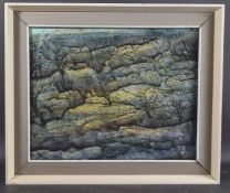 K WHYATT (20TH CENTURY) Stylised landscape, acrylic on board, signed, 16