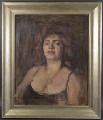 GEORGE WEISSBORT (1928 - 2013) A PORTRAIT HEAD AND SHOULDERS OF A LADY Oil on panel, framed 72cm x