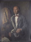 GEORGE WEISSBORT (1928 - 2013) A PORTRAIT OF A MAN WITH A SAXOPHONE Oil on panel, unframed 130cm x