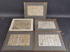 FOUR 18TH CENTURY STRIP MAPS 'The Road from London to Chichester', 'The Road from London to