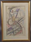 ATTRIBUTED TO FELIX DEL MARLE Cubist style composition, pencil and crayon drawing, bears