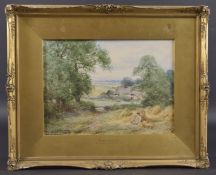 SYVESTER STANNARD RBA (1870-1951) 'Rustic Solitude', landscape with path to a thatched cottage and