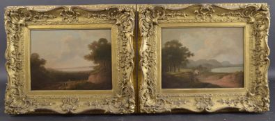 JOHN RATHBONE (1750-1807) Pair of coastal landscapes, oils on board, 15.75