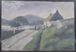 GEORGE WEISSBORT (1928 - 2013) IRISH COTTAGE Oil on board, unframed 50cm x 72cm