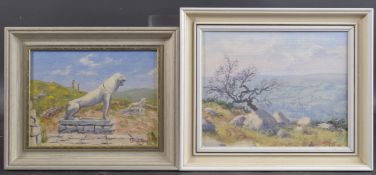 ERNEST KNIGHT (BRITISH 1915-1995) 'Widecombe Valley from Bonehill', oil on board, inscribed verso,