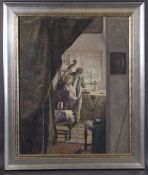 GEORGE WEISSBORT (1928 - 2013) AN INTERIOR WITH FIGURES Signed and dated, 1976, framed OIl on canvas