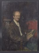 GEORGE WEISSBORT (1928 - 2013) PORTRAIT OF THE ARTIST holding a picture frame Oil on panel,