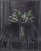 GEORGE WEISSBORT (1928 - 2013) A STILL LIFE a glass vase of lilies of the valley. Signed and